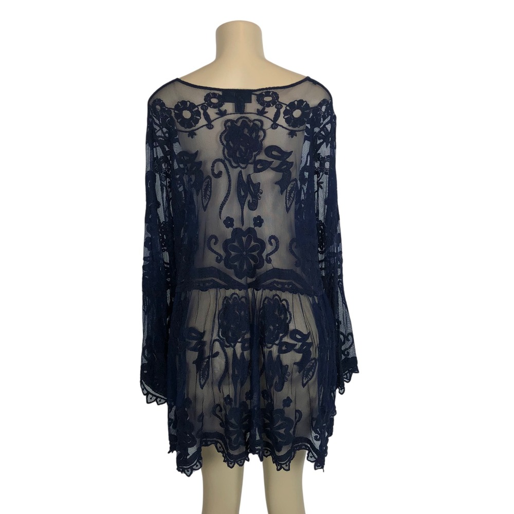 Lane Bryant Sheer Lace Flare Sleeve Babydoll Tunic Top 18/20 Whimsigoth Witchy - Picture 7 of 13